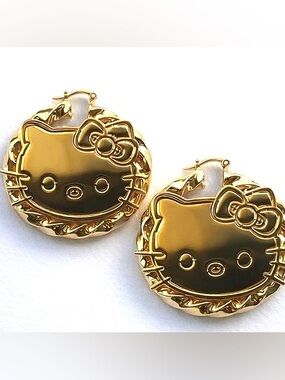 Hello Kitty Gold Tone Dangle Earrings